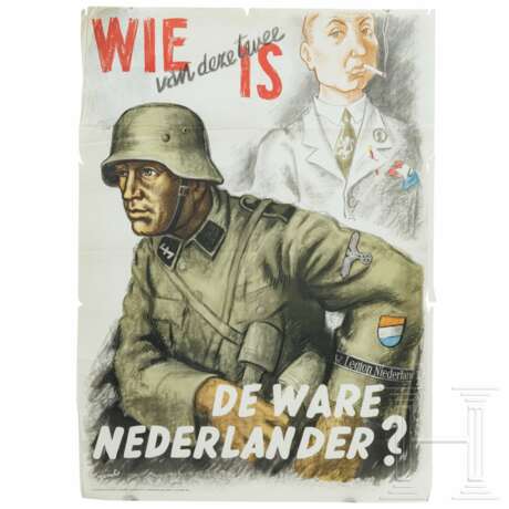 Werbeplakat für niederländische Freiwillige der Waffen-SS "De ware Nederlander" - Foto 1