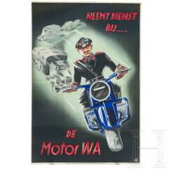 Propagandaplakat zum Beitritt zur Weerbaarheidsafdeling "Neemt Dienst bij de Motor WA"
