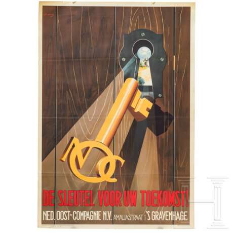Plakat der niederländischen Oost Compagnie "De sleutel voor uw toekomst!", 1943 - Foto 1