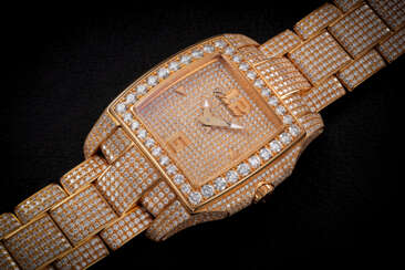 CHOPARD, TWO O TEN Ref. 107468, A SPECTACULAR DIAMOND-PAVED GOLD WRISTWATCH WITH DIAMOND-PAVED GOLD BRACELET 