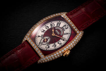 FRANCK MULLER CHRONOMETRO REF. 7502 S6 D, AN ATTRACTIVE GOLD AND DIAMOND-SET WRISTWTCH WITH ENAMEL DIAL