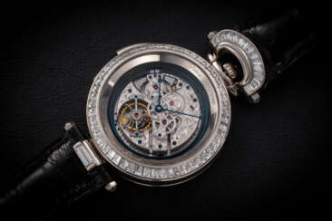 BOVET, A SPECTACULAR AND UNIQUE GOLD AND BAGUETTE CUT DIAMOND-SET MINUTE REPEATING WRISTWATCH