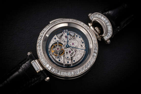 BOVET, A SPECTACULAR AND UNIQUE GOLD AND BAGUETTE CUT DIAMOND-SET MINUTE REPEATING WRISTWATCH - фото 1