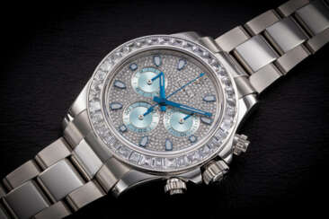 ROLEX, DAYTONA REF. M116576TBR, A PLATINUM CHRONOGRAPH WITH PAVED DIAMOND DIAL AND DIAMOND-SET BEZEL