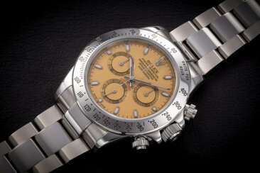 ROLEX, DAYTONA REF. 116520 ‘MUSTARD DIAL’, A RARE STEEL AUTOMATIC CHRONOGRAPH WRISTWATCH