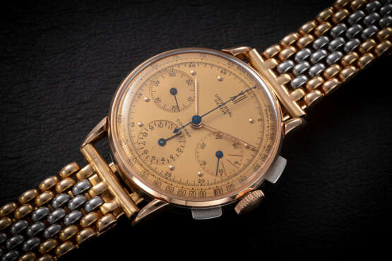UNIVERSAL GENEVE, COMPAX, AN ELEGANT TWO-TONE CHRONOGRAPH WITH TWO-TONE BRACELET - Foto 1