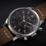 UNIVERSAL GENEVE, COMPUR 30, AN ATTRACTIVE STEEL CHRONOGRAPH WITH BLACK MILITARY-STYLE DIAL - photo 1