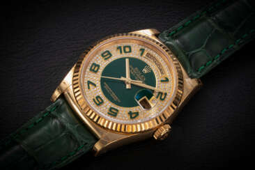 ROLEX, DAY-DATE REF. 118138, AN ATTRACTIVE GOLD AUTOMATIC WRISTWATCH WITH DIAMOND-SET DIAL