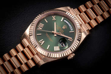 ROLEX, DAY-DATE II REF. 228235, A RARE GOLD AUTOMATIC WRISTWATCH WITH ARABIC CALENDAR MADE FOR THE SULTANATE OF OMAN