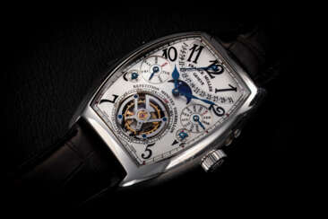 FRANCK MULLER, REF. 7885 RMT QP, AN IMPRESSIVE PLATINUM MINUTE REPEATER PERPETUAL CALENDAR TOURBILLON WRISTWATCH