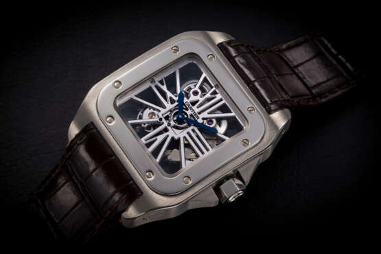 CARTIER SANTOS 100 REF. W2020018, A RARE SKELETONISED PALLADIUM WRISTWATCH - Foto 1