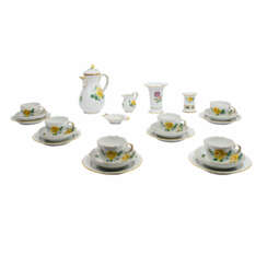 MEISSEN Kaffeeservice f. 6 Personen 'Gelbe Rose', 1. Wahl, 20. Jh.