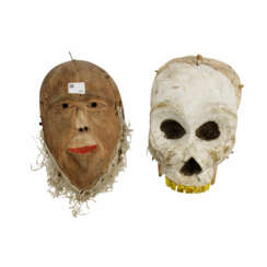 2 Masken aus leichtem Holz, GABUN: