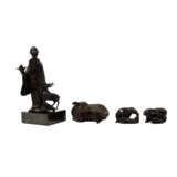 Shoulao und 3 Tiere aus Bronze, CHINA: - photo 1