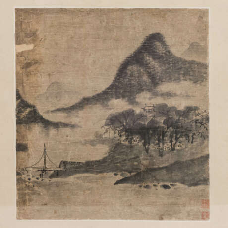 Tuschmalerei mit Darstellung einer Landschaft. CHINA, 19. Jh., - photo 1