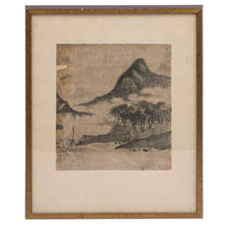 Tuschmalerei mit Darstellung einer Landschaft. CHINA, 19. Jh., - photo 2