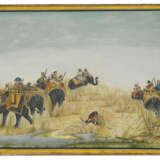 NAWAB ASAF AL-DAWLA AND HIS ENTOURAGE ON ELEPHANTS HUNT A TIGER ATTACKING A HORSEMAN - Foto 1