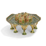AN ENAMELLED AND DIAMOND-SET PANDAN TRAY AND BOXES - photo 1
