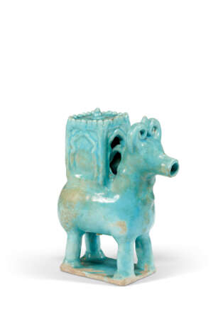 A KASHAN MOULDED POTTERY BULL (GAV) WITH HOWDAH - photo 1