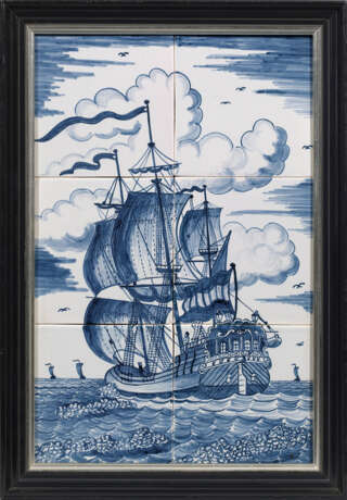 Fliesenbild mit Segelschiff - Foto 1