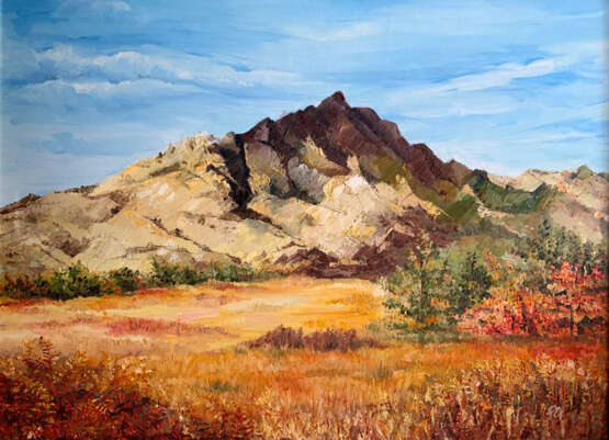 Осень в горах Масло на холсте на подрамнике Impasto Landscape painting Kazakhstan 2014 - photo 1
