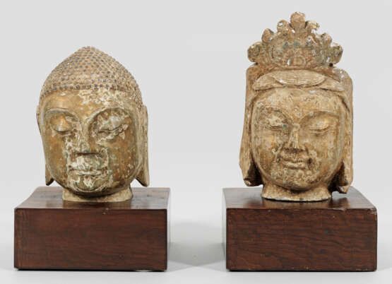 Zwei Sinotibetische Buddha-Köpfe - Foto 1