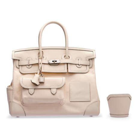 A LIMITED EDITION NATA CANVAS & SWIFT LEATHER CARGO BIRKIN 35 WITH PALLADIUM HARDWARE - фото 1