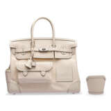 A LIMITED EDITION NATA CANVAS & SWIFT LEATHER CARGO BIRKIN 35 WITH PALLADIUM HARDWARE - фото 1