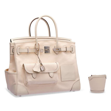 A LIMITED EDITION NATA CANVAS & SWIFT LEATHER CARGO BIRKIN 35 WITH PALLADIUM HARDWARE - фото 2