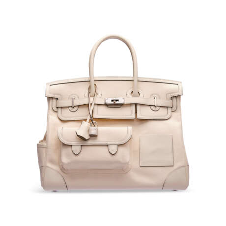 A LIMITED EDITION NATA CANVAS & SWIFT LEATHER CARGO BIRKIN 35 WITH PALLADIUM HARDWARE - фото 5