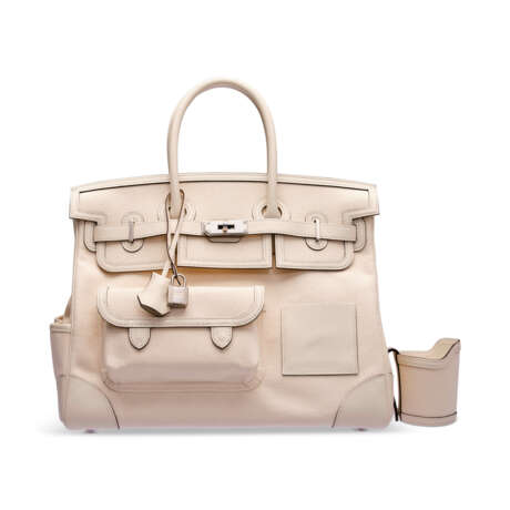 A LIMITED EDITION NATA CANVAS & SWIFT LEATHER CARGO BIRKIN 35 WITH PALLADIUM HARDWARE - фото 6