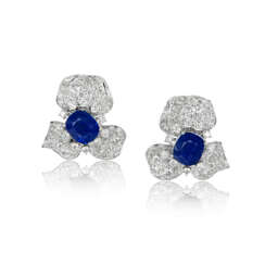 NO RESERVE - SAPPHIRE AND DIAMOND EARRINGS