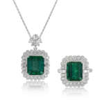 NO RESERVE - EMERALD AND DIAMOND PENDANT NECKLACE AND RING - фото 1