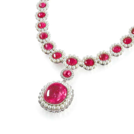 SPINEL, PEARL AND DIAMOND NECKLACE - фото 2