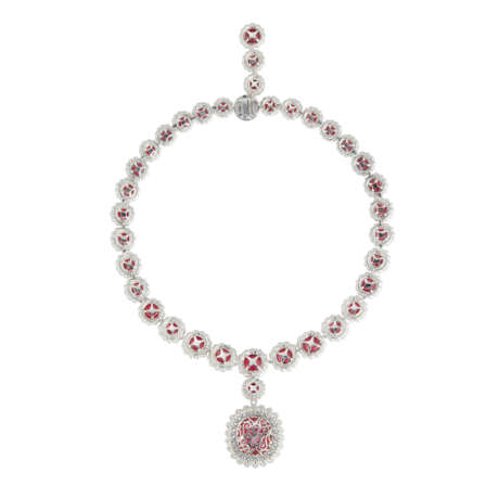 SPINEL, PEARL AND DIAMOND NECKLACE - Foto 3