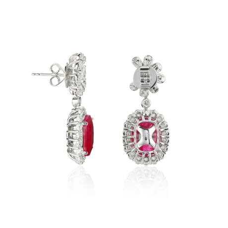 NO RESERVE - RUBY AND DIAMOND EARRINGS - Foto 2