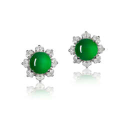 NO RESERVE - JADEITE AND DIAMOND EARRINGS