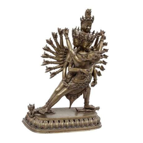 Chakrasamvara aus Bronze. TIBET, 20. Jahrhundert. - photo 1