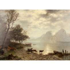 NOCKEN, Wilhelm Theodor (1830-1905), "Gebirgssee mit Kühen",