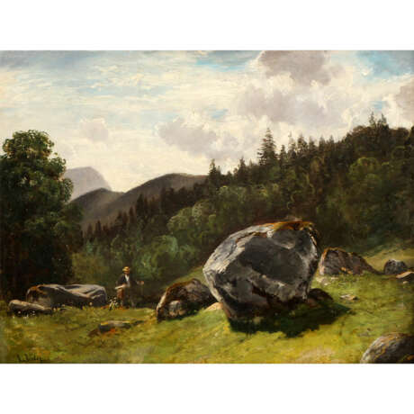 VOLTZ, LUDWIG (1825-1911), "Wanderer in felsiger Gebirgslandschaft", - Foto 1