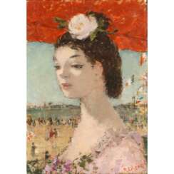 EDZARD, Dietz (Bremen 1893 - 1963 Paris) "Dame mit weißer Rose im Haar",