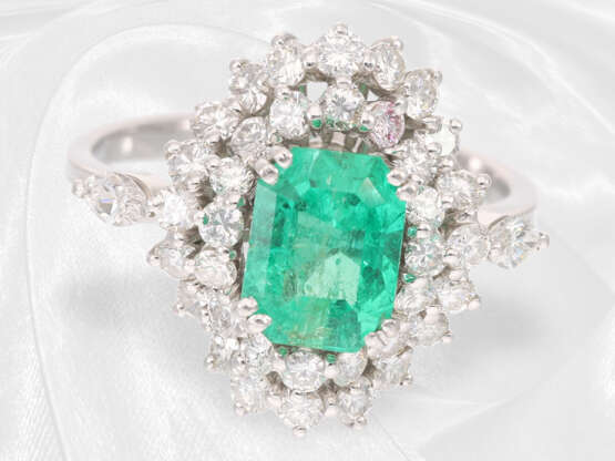 Ring: dekorativer vintage Brillantring mit schönem Smaragd von ca. 1,6ct - Foto 2