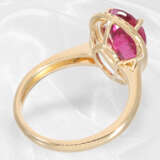 Ring: sehr schön gearbeiteter Turmalin/Brillantring mit einem Tropfen-Rubellit von ca. 2,8ct, 18K Gold - photo 5