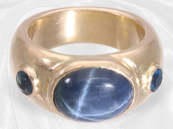 Ring: hochwertiger Goldschmiedering mit großem Sternsaphir von ca.6ct - Foto 2