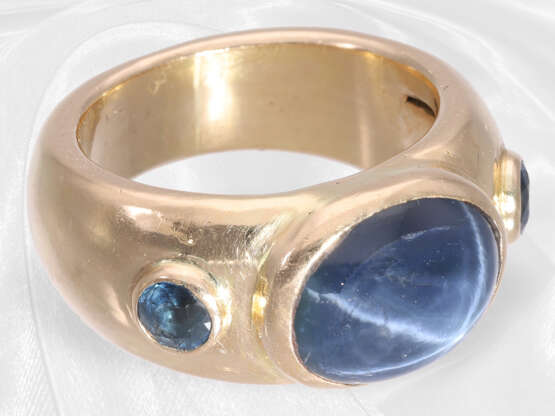 Ring: hochwertiger Goldschmiedering mit großem Sternsaphir von ca.6ct - Foto 3