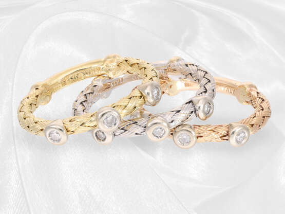 Ring: 3 italienische Designer/Brillant-Goldschmiederinge in 18K Rot-, Gelb- und Weißgold - фото 1
