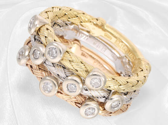 Ring: 3 italienische Designer/Brillant-Goldschmiederinge in 18K Rot-, Gelb- und Weißgold - photo 2