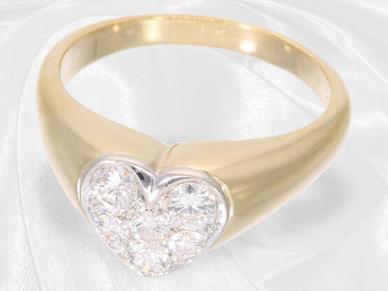 Ring: goldener vintage Brillantring Motiv "Herz", ca. 0,6ct - Foto 2