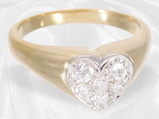 Ring: goldener vintage Brillantring Motiv "Herz", ca. 0,6ct - Foto 3