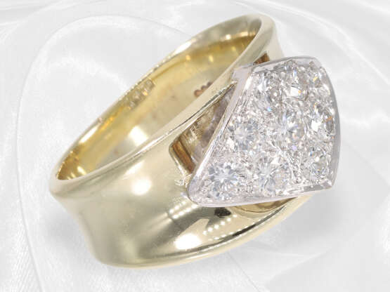 Ring: ausgefallener goldener Designer-Goldschmiedering mit ca. 0,9ct feinen Brillanten - Foto 2